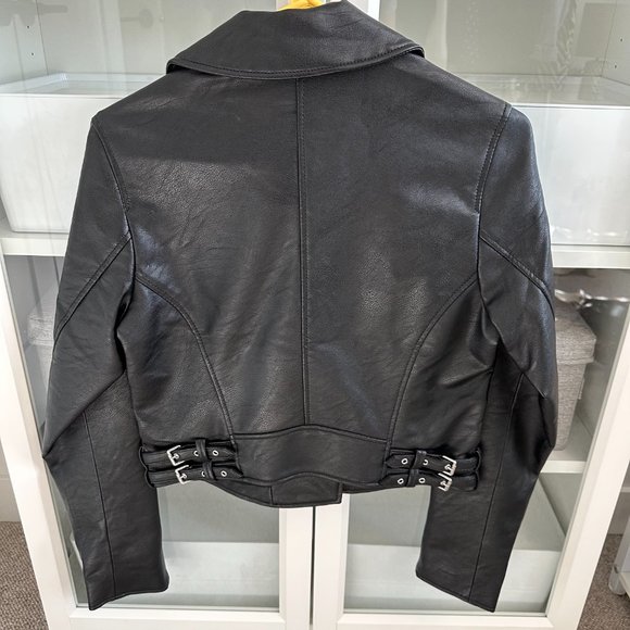 NWOT Abercrombie & Fitch Vegan Leather Moto Jacket Sz Small - Picture 3 of 4